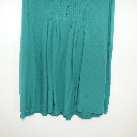 Great Northwest Indigo Green Sleeveless Pintuck Blouse M | Dobby Dot Boho Top - Picture 3 of 7
